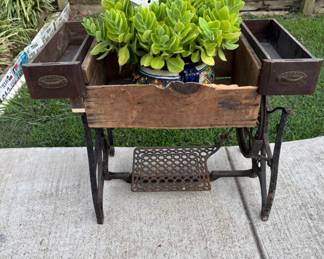 Treadle sewing machine base planter, plant not included 