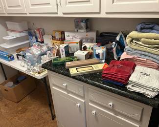 Towels, light bulbs. Iron, steamer