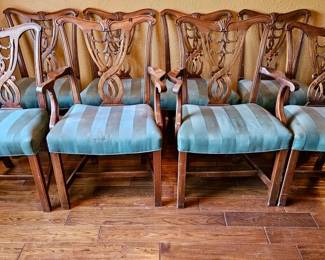 8-Vintage Mahogany Chippendale-Style Dining Chairs