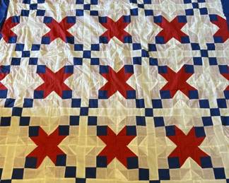 Red, White, & Blue Patterned Quilt is 72 x 89.5in