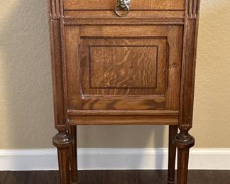 Antique Wooden Side Table w/ Marble Top, 1/2