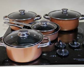 Copper Clad Cookware, 5-Pans & 4-Lids