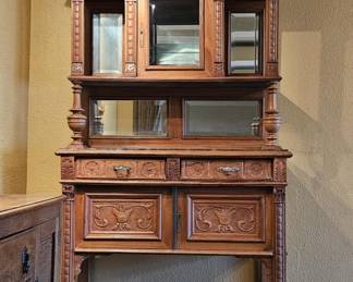 Antique Jacobean-Style Carved Walnut Sideboard