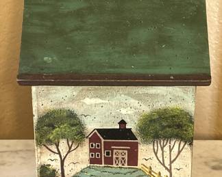 American Gothic Farm Scene Slant Lid Box
