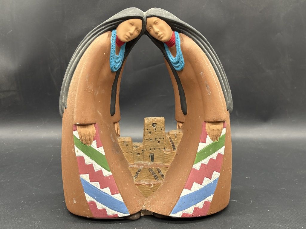 Native American Figurine w/ Pueblo Dwelling