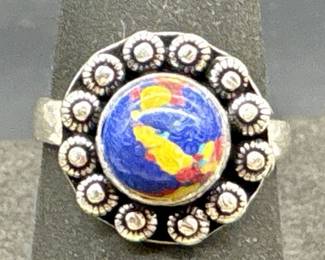 915 Silver w/ Mosaic Jasper Stone Size 5.5