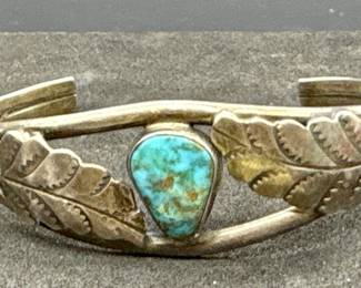 Sterling w/ Turquoise Cuff Bracelet, TW 15.43g