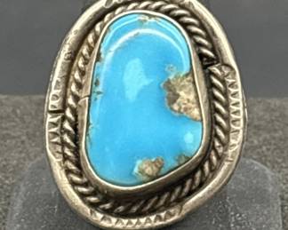 925 Silver and Turquoise Ring Size 10, TW 8.78g