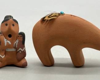 Handmade Southwestern Pottery Storyteller & Bear