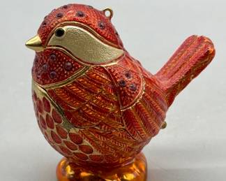 Enameled & Bejeweled Bird-Shaped Trinket Box