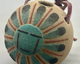 Authentic Signed Navajo Sand Art Pottery Ornament