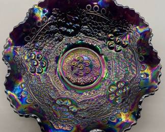 Vintage Fenton Amethyst Carnival Glass Bowl