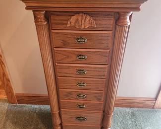 Oak jewelry armoire