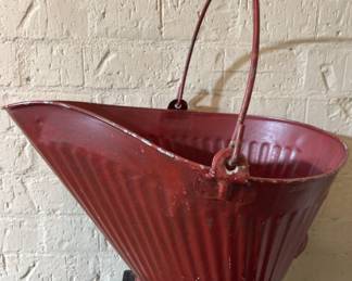 Red Painted Antique Style Coal Bucket