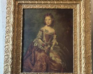 Ornate Antique Wooden Framed Print of Lady Betty