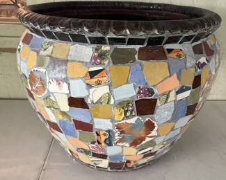 Large Mosaic Tile Covered Foam Planter 19x16 tall