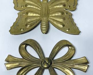 Vintage Brass Bow and Butterfly Trivets
