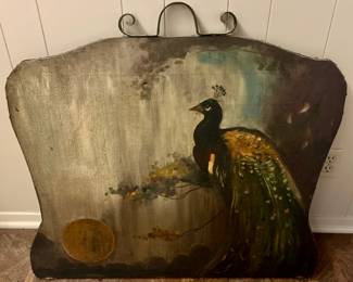 Painted Canvas Peacock Wall Art