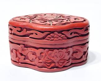 Vintage Chinese Red Cinnabar Jewelry Box 