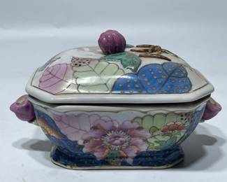 Vintage Tobacco Leaf Pattern Asian Ceramic 