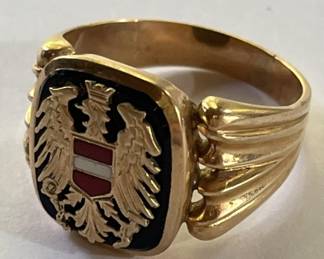 14k Gold Ring with Austrian Crest 12.66g
