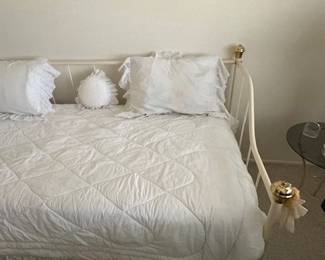 Day Bed with Mattress- Lightweight-Twin Size- White with Gold accent