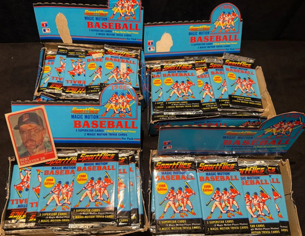 1988 Sportflics Magic Motion Cards 4 Display Boxes