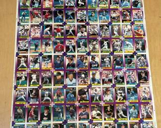 Three Uncut Sheets of 1990 Topps Baseball Cards.