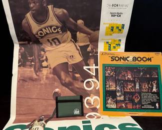 Seattle SuperSonics 9394 Schedule Poster, Sonic Boom Album And Cloth Wallet