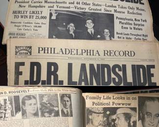 President FDR Scrapbook and 1940s newspapers