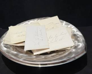 19th C. VisitorCalling Cards In Silver Bowl