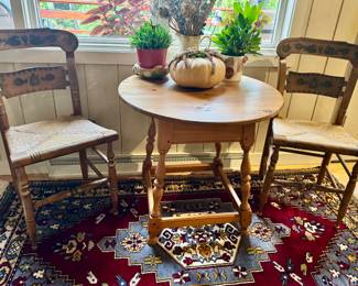 Pair of Hitchcock chairs, nice maple table