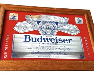 Vintage Budweiser Framed Mirror Sign