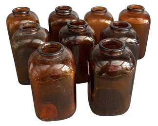 Vintage Brown Glass Snuff Jars