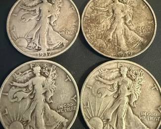 Walking Liberty Half Dollar Coins 1930s  1940s