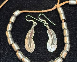 RC Sterling Stamped Feather Earrings