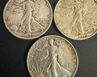 Walking Liberty Half Dollar Coins 1930s.