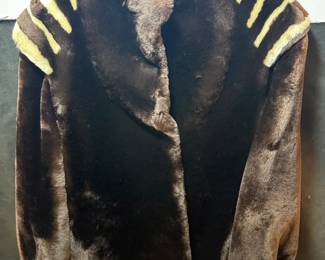 Faux Fur Coat With Shoulder Stripes