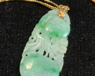 Jadeite Pendant On 14K Gold Chain