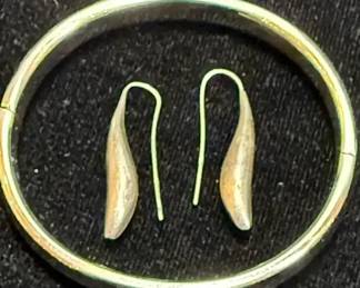 Silver Earring Complementing Bracelet
