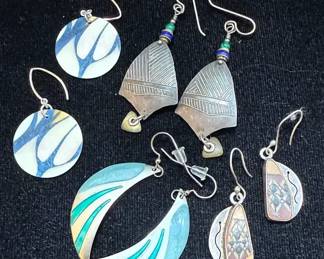 Four Pair Wire Back Earrings