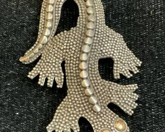 Sterling Silver Gecko Brooch