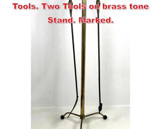 Lot 193 Elwesto Sweden Fireplace Tools. Two Tools on brass tone Stand. Marked.