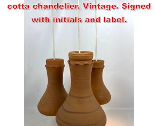Lot 396 Elie Eppstein 3 tier Terra cotta chandelier. Vintage. Signed with initials and label. 