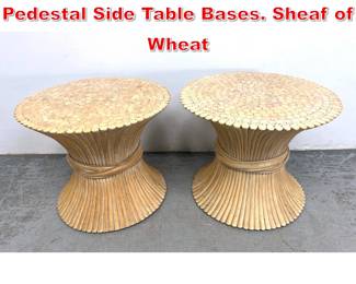Lot 543 Pair McGuire Style Rattan Pedestal Side Table Bases. Sheaf of Wheat