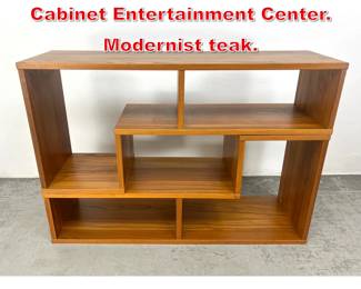 Lot 377 2 Part Modular Bookshelf Cabinet Entertainment Center. Modernist teak. 
