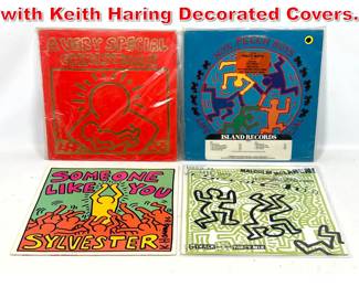 Lot 262 4pcs Vintage Lp Records with Keith Haring Decorated Covers. 
