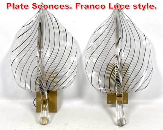 Lot 308 Pair Murano Art Glass Wall Plate Sconces. Franco Luce style. 