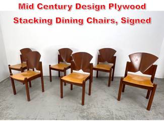 Lot 505 Set 6 Vintage Peter Danko Mid Century Design Plywood Stacking Dining Chairs, Signed