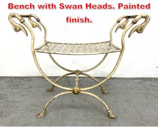 Lot 477 Regency style Iron Vanity Bench with Swan Heads. Painted finish. 